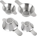 AUEAR, 4 Pack Stainless Steel Tea Strainer Fine Mesh Infuser Funnel Different Size Leaf Filter with Double Handles for Coffee Flour Sugar