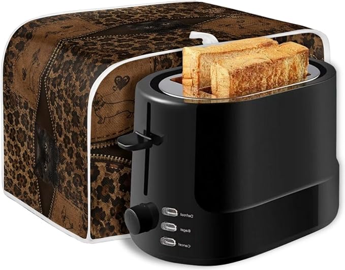 Black Cat Print Bread Machine Cover 2 Slice Leopard Print Toaster Oven Dust Covers Anti Fingerprint Protective Cover for Kitchen