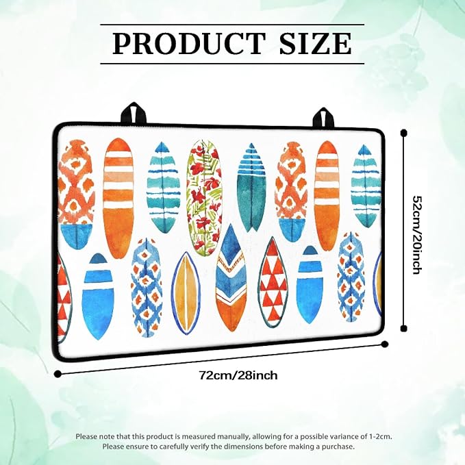 Wave Watercolor Surfboard Stove Top Covers for Electric Stove, Summer Beach Stylish Glass Stovetop Cover with Lanyard Surfboards Pattern Countertop Protector Mat for Kitchen 28 x 20 Inch