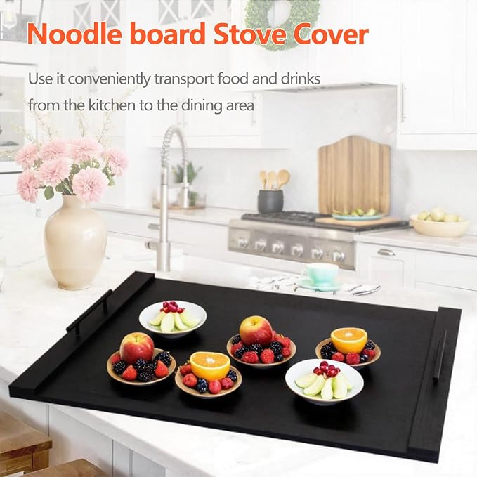 Wood Stove Top Cover/Noodle Board Stove Cover, Gas Stove Top Covers for Electric & Gas Stoves (Black)