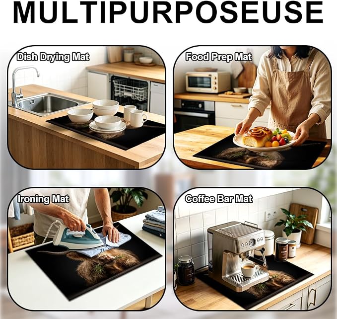 Highland Cow Stove Top Cover, Farmhouse Kitchen, 28x20 in | Photorealistic highland cow close-up on black; non-slip washable mat; protects glass and electric cooktops; 28.4 x 20.5 in