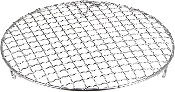 HARFINGTON Round Cooking Rack 9-inch 201 Stainless Steel Cross Wire Barbecue Grill Net with 20mm Legs for Cooking Baking Steaming BBQ