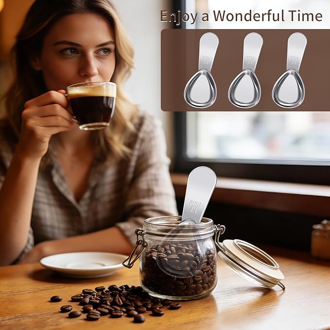 3 Pcs Coffee Scoop,1 Tbsp Coffe Spoons for Tea,Sugar,Flour or Coffe | 1 Tbsp Stainless Steel Measuring Spoon,Tablespoon,Short Handle,Laser Engraved Mark,Drop Resistant