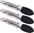 HINMAY Mini Tongs with Silicone Tips 7-Inch Kitchen Tongs, Set of 3 (Black)
