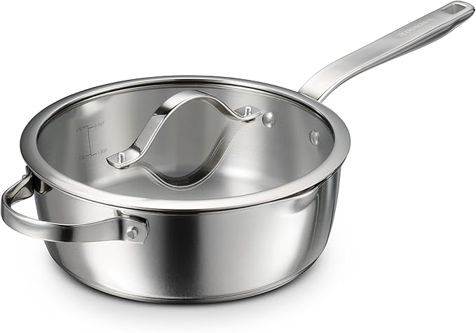 Tramontina Tempo Tri-Ply Base Stainless Steel 3.5-Qt Saute Pan with Lid | Induction-Ready Cooking Pan, Oven-Safe, Dishwasher-Safe