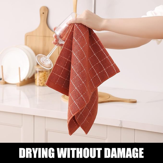 Homaxy 100% Cotton Terry Kitchen Dish Cloths, 8 Pack, Rust | Ultra Soft and Absorbent Dish Towels for Kitchen, Suitable for Drying and Washing Dishes