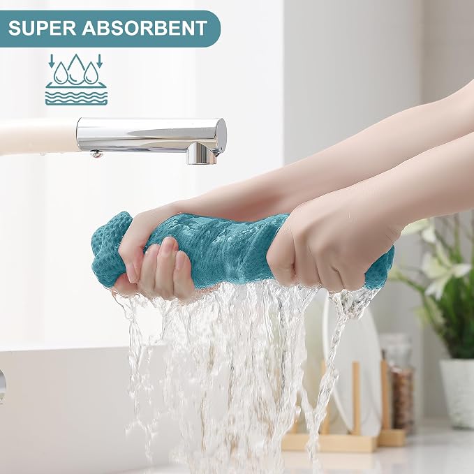 Homaxy 8 Pack 100% Cotton Kitchen Towels and Dishcloths Set, Lake Blue | 12 x 12 Inches and 13 x 28 Inches Kitchen Towels Set, Ultra Soft Absorbent Dish Cloths for Washing Dishes