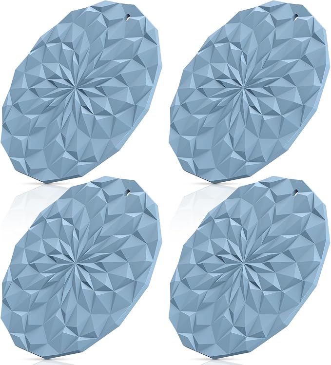 ME.FAN Silicone Trivet Mats - 4 Pack Pot Holders - 7.4'' Thickened Hot Pads for Hot pots, Pans and Dishes, Heat Resistant Silicone Trivet for Table and Counter Top Ether
