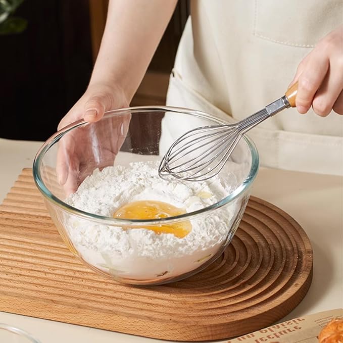 2.1 QT Borosilicate Glass Mixing Bowls Set of 2 (7.8 inch Diameter) for Cooking Baking Prepping Dishwasher & Microwave & Oven Safe, 71oz Breads Proofing Bowl