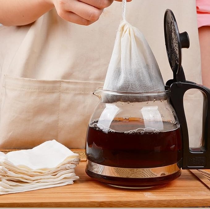 TUZAZO 50 Pcs Muslin Bags with Drawstring 4 x 6 inch, Reusable Tea Bags for Loose Leaf Tea, Natural Cotton Unbleached Cheesecloth Small Spice Bag for Cooking Soup Herb Sachet Bag Empty