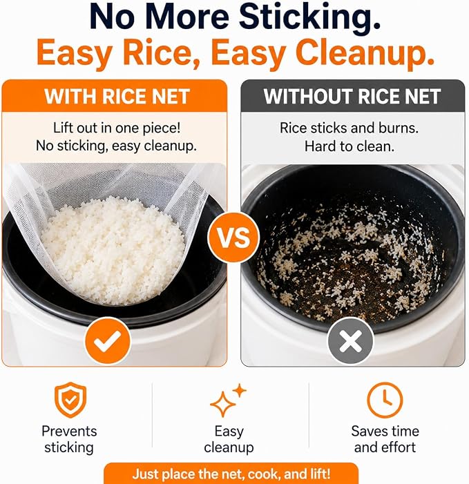 Rice Cooker Mesh Net M Size (30" x 30") Japanese Reusable Polyester Cooking Net for Sticky Rice & Sushi Rice, Non-Stick Easy Cleanup, Fits Zojirushi, Aroma & Standard Rice Cookers