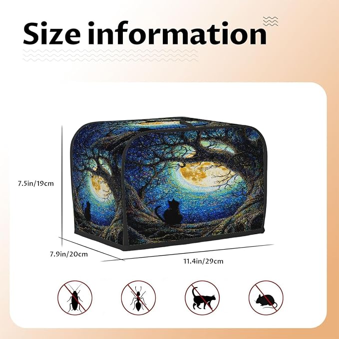 2 Slice Toaster Cover Galaxy Oil Painting Cat Toaster Covers Two Slice Wide Slot Waterproof and Dustproof Covers for Wide Slot Toasters and Small Appliances Kitchen Decor Gifts
