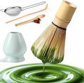 Matcha Whisk Set: Matcha Set with Bamboo Matcha Whisk and Ceramic Holder,Bamboo Scoop+Wooden Spoon,Scoop Holder,Sifter - Cute Matcha Tea Set - 6 Pcs Matcha Kit - Tools for Matchas Ceremonial Grade Kit