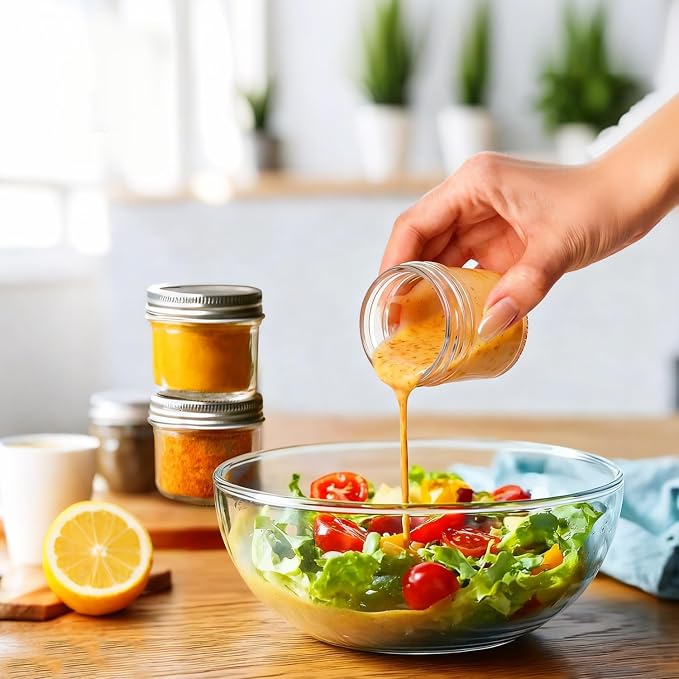 ComSaf 2 oz Mini Mason Jars Bulk Set, 48 Pack Glass Jars with Lids | BPA-Free Materials, Ginger Shots, Honey Samples, Dressing Containers, Sauces, Spices, Wedding Favors, For Canning Project