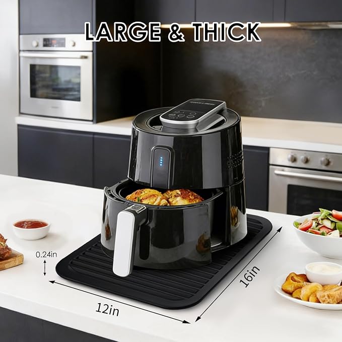 Black Silicone Trivet 16'' X 12'' Silicone Hot Pads for Kitchen Nonslip and Heat Resistant Hot Pads Trivets for Kitchen Quartz Countertops (Black)