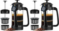 ESPRO Light P3 French Press Coffee Maker – Patented Double Micro-Filter for Grit-Free Brew, Heat Resistant thicker Borosilicate Glass Coffee press – (Black 18 oz) (Pack of 2)