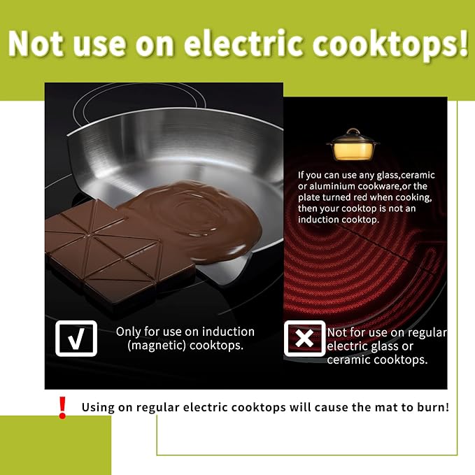 Cook's Aid 2PCS Silicone Induction Cooktop Protector Cover Mat 11"(Magnetic) | 230°C (450℉) Heat-Resistant Induction Stove Protector | Multifunctional Silicone Mat (Logo CK)