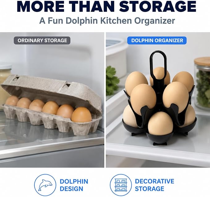 Asltw Egg Holder Rack, Dolphin Egg Poacher for 5 Eggs & 10 Egg Storage | Food-grade PP egg holder designed for cooking, refrigerator storage, and convenient breakfast serving in compact kitchens