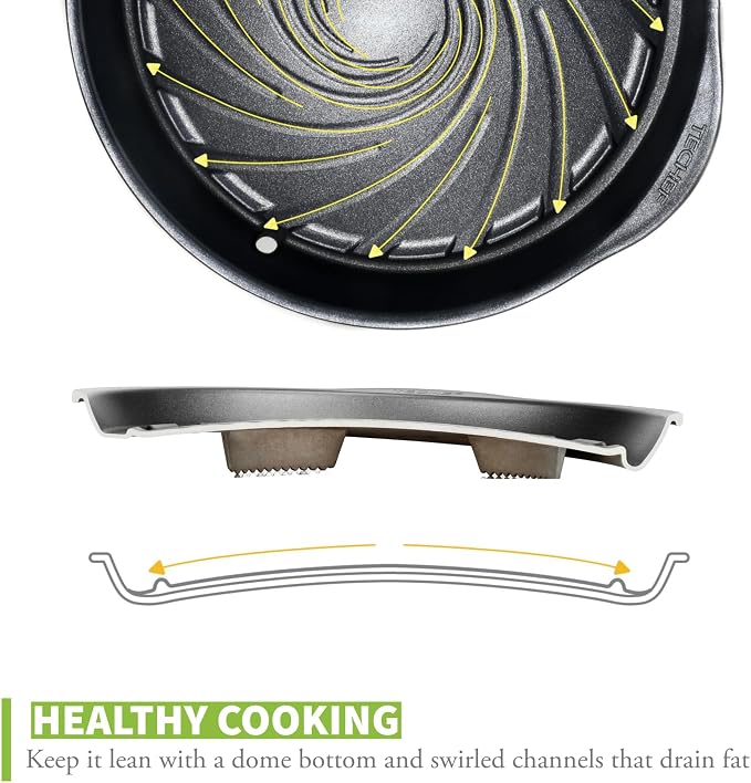 TECHEF - Korean BBQ Nonstick Grill Pan, KBBQ Grill Pan, PFOA-Free, Dishwasher Oven Safe, Made in Korea (Black)