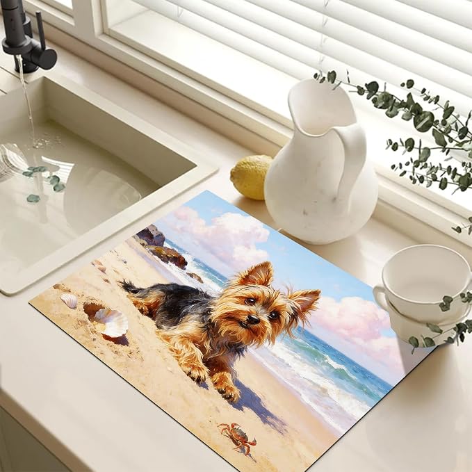 HOMETITUTE Summer Stove Top Cover 28x20 Beach Dog Oil Painting Heat Resistant