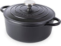 Cast Iron Dutch Oven with Lid - Non-Stick Ovenproof Enamelled Casserole Pot - Sturdy Dutch Oven Cookware - Black, 3.1-Quart, 22cm- by Nuovva
