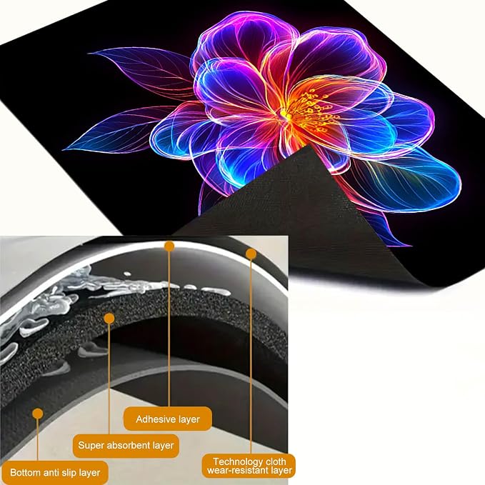 HOMETITUTE Neon Bloom Flower Stove Top Cover 28x20 Diatomite Mat