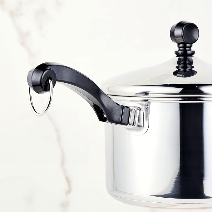 Farberware Classic Stainless Steel 2-Quart Mirror Satin Covered Saucepan,Silver,(Pack of 3)