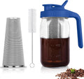 Cold Brew Coffee Maker, 32 oz Mason Jar Pitcher with Stainless Steel Filter, Pour Spout Handle Lid, Heavy Duty Glass Airtight & Leak-Proof for Iced Coffee,Tea & Lemonade