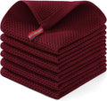 Homaxy 100% Cotton Waffle Weave Kitchen Dish Cloths 6-Pack, Burgundy | 12 x 12 Inches, Ultra Soft Absorbent Dish Towels, Quick Drying Dish Rags with Hanging Loop