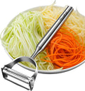 2 in1Julienne Vegetable Peeler,Stainless Steel Silver | julienne shredder tool peels and slices into julienne strips; non-slip handle, suitable for both right- and left-handed users