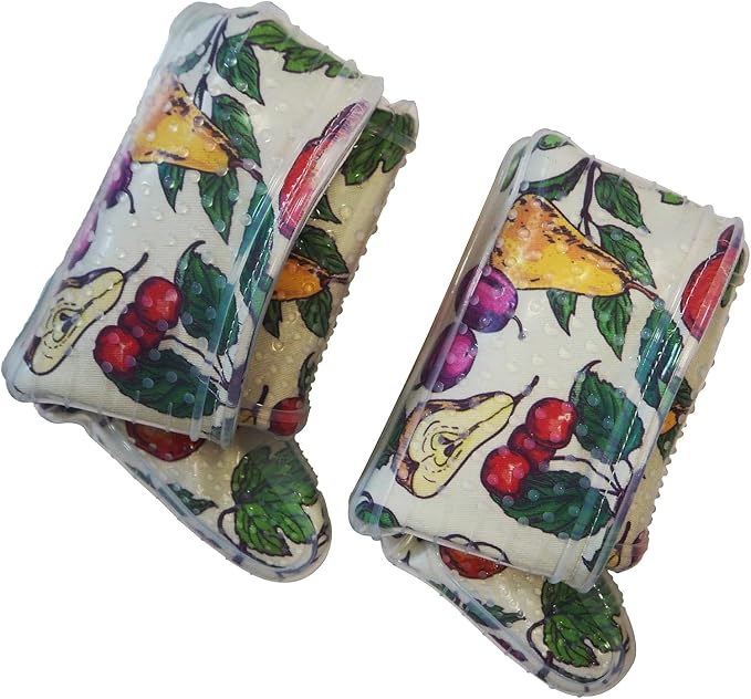 Oven Mitts with Transparent Clear Silicone Shell and Nice Friut Flower Printing