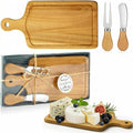1 Set Bridal Baby Shower Cheese Prizes Wooden Square Board Gift Set Knives Forks Thank You Tags with Box for Guests for Valentines Bridal Baby Shower Housewarming (Teak Wood)