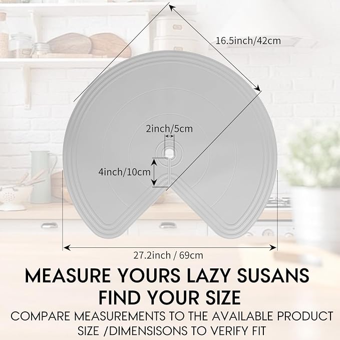 Lazy Susan Shelf Liner,Silicone Lazy Susan Liners for 28in Kitchen Turntables – Non-Slip and Heat-Resistant for Added Convenience 2PCS