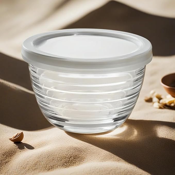 Le’raze 16pc Set of Small Glass Prep Bowls with Airtight Lids, Custard Cups | 8oz, Stackable, Durable, Dishwasher Safe, Freezer Safe, 100% Food Grade, Lead and BPA Free, Secure Packaging, Eco-Friendly