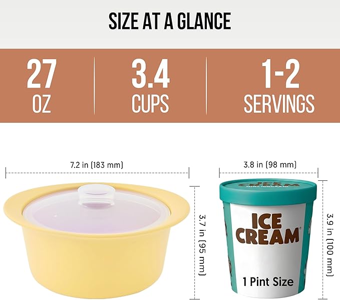 27oz Platinum Silicone Microwave Steamer Pot with Handle & Lid - Korean 100% Food-Grade Steamer Bowl, Heat-Resistant Cooker with Steam Holes, Easy Clean, Dishwasher Safe, Yellow