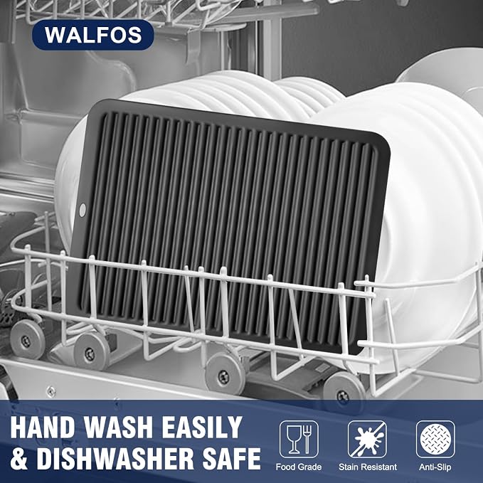 Walfos Large Silicone Trivet 16x12 Inch, Trivets for Hot Pots and Pans, Heat Resistant Pot Holders Hot Pads for Kitchen Quartz Countertops, Hot Dishes