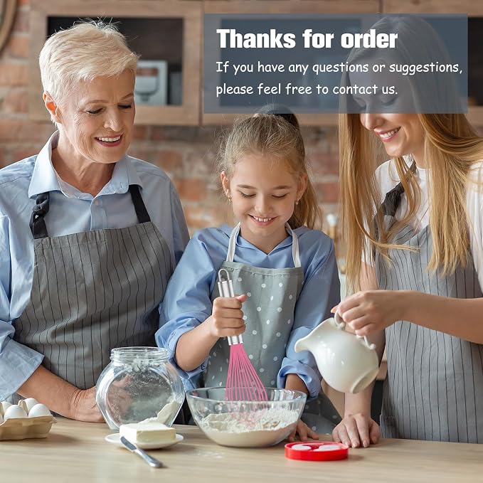 OYV Pink Silicone Whisk Set of 3, 8/10/12 Inch, Non-Scratch | BPA-Free Silicone, Heat Resistant Up to 480°F, Stainless Steel Core, Dishwasher Safe, Nonstick-Safe