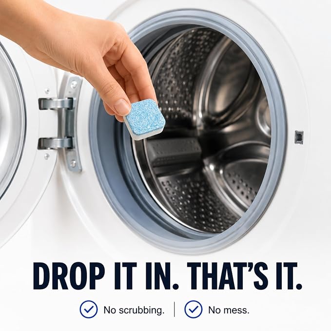 Washing Machine Cleaner Tablets - Penetrating Deep Clean Washer Cleaner Tablets For Front Loader And Top Load HE - Active Formula Tub Descaler Deodorizer