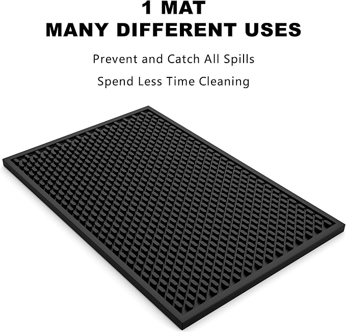 AXIESO Bar Mat 18 x 12 in - Silicone Coffee Bar Mats for Countertop | 1/2 in thick, heat-resistant, food-safe drip mat; non-slip dish drying mat for kitchen counters, restaurants and glassware