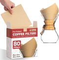 Pre-Folded Unbleached Cone Coffee Filters – Premium Thick Paper, Compatible with Pour-Over Coffee Makers (80 Filters)