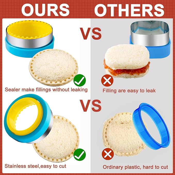 Nifogo Sandwich Cutter for Kids Lunch 22 Pcs (LARGE) | Sandwich Maker, Cookie Cutters and Sealer Set, Stainless Steel, Bread Decruster, Dinosaur Mickey Heart Shape for Boys Girls