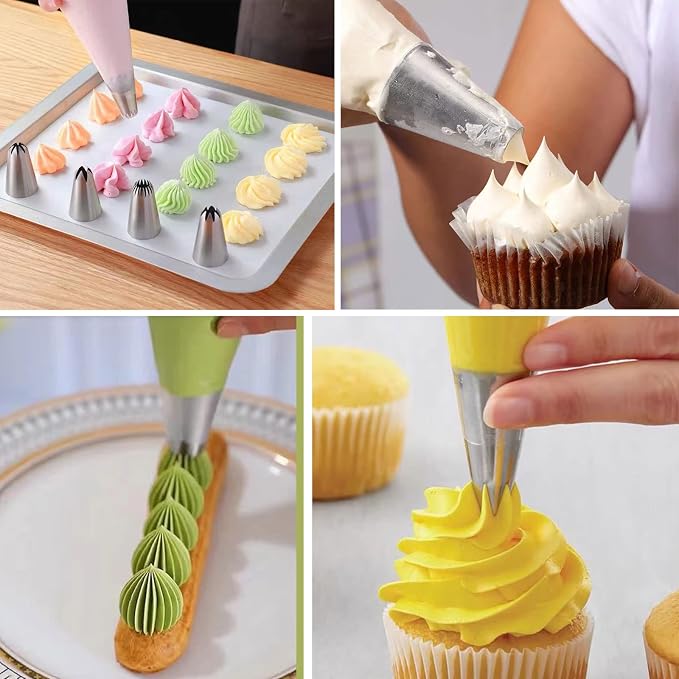 5Pcs Large Piping Tips Set, Stainless Steel Frosting Tips