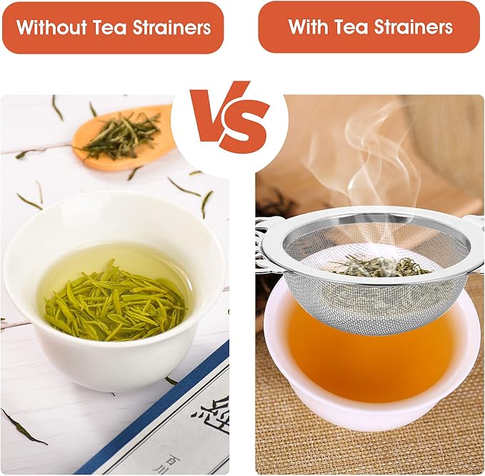 2 Pack Small Fine Mesh Tea Strainers with Bowl, Stainless Steel Loose Tea Infusers Strainers 7 cm Diameter Tea Filter with Double Wing Extender Ideal for Loose Tea Juice Coffee Filter