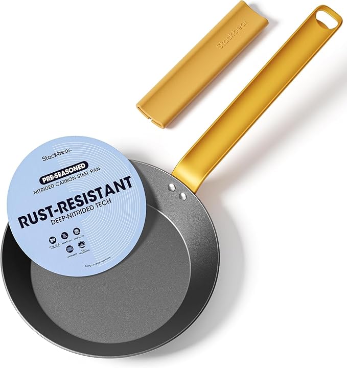 8 Inch Pre-Seasoned Nitrided Carbon Steel Frying Pan | Carbon Steel, Pre-Seasoned, Nitrided Finish, 8 Inch Pan