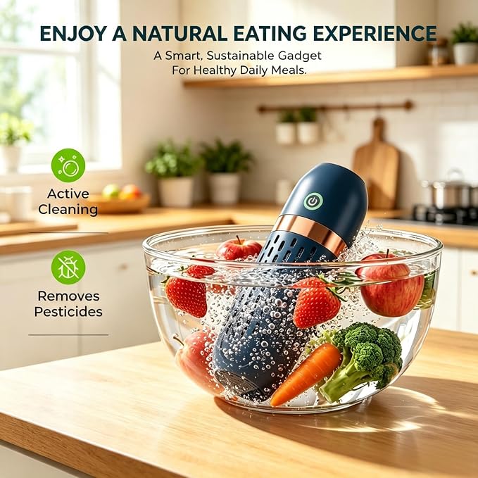 Pure pod Vegetable and Fruit Cleaner，Produce Cleaner & Vegetable with Oh-Ion Technology | Wireless Rechargeable Food Washer, IPX7 Waterproof for Produce, Meat Seafood