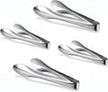 4 Pack Polished Stainless Steel Serving Tongs 6 and 9 Inch Metal Food Silver Tong for Buffet Salad BBQ Grilling Heavy Duty Kitchen Utensils for Cooking Catering Wedding Party