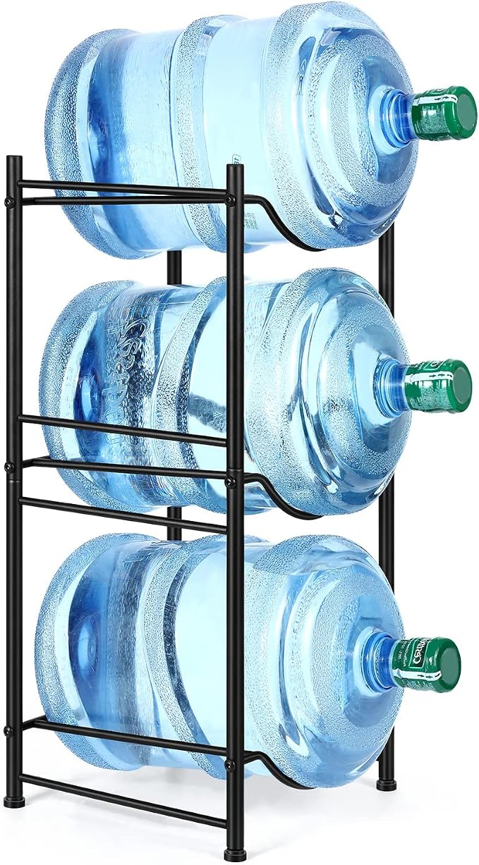 MOOACE 3-Tier Water Jug Rack, 5 Gallon Detachable Water Bottle Holder Organizer Storage Rack, Black