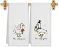 Funny Bride and Groom Goose Kitchen Towels, Wedding Gifts for Couples Newlyweds Dish Tea Towels for Kitchen Decor, Just Married Gifts Decorative Hand Towel for Bathroom, 16x24 Inch Set of 2