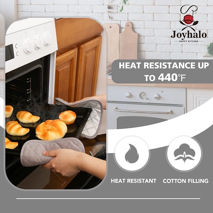 Joyhalo 4 Pack Pot Holders for Kitchen Clearance | Cotton Oven Holder with Great Heat Resistance, Potholders Sets for Kitchen, Countertops, Hot Pots and Pans, Grey