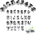 Alphabet & Number Cookie Cutters Sets of 35 Pieces Mold Tools for Fondant Biscuit, Cake, Fruit, Vegetables, or Dough Stainless Steel